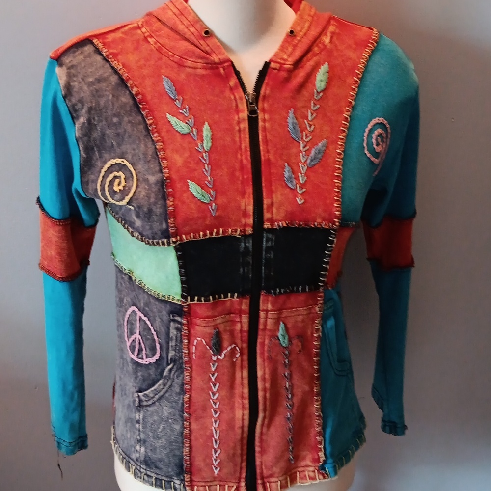 KPC Vintage Embroidered Peace Love hoodie